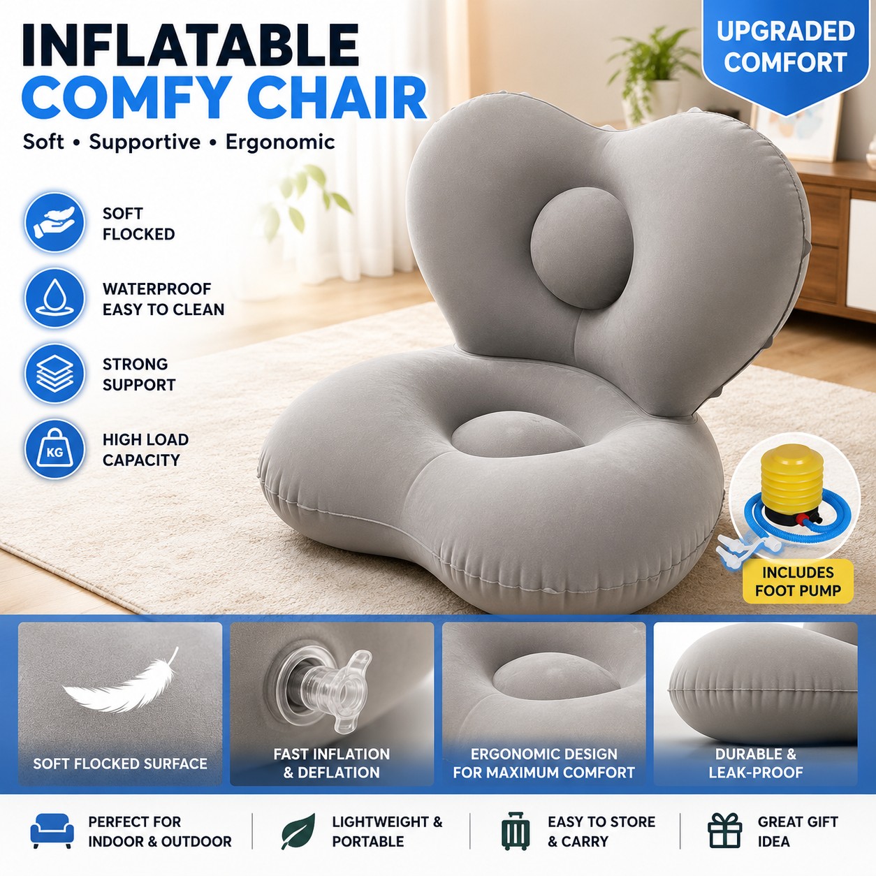 Outdoor Furniture Luxury - Luxe Opblaasbare Bank—Extra Brede Rugleuning, Perfect