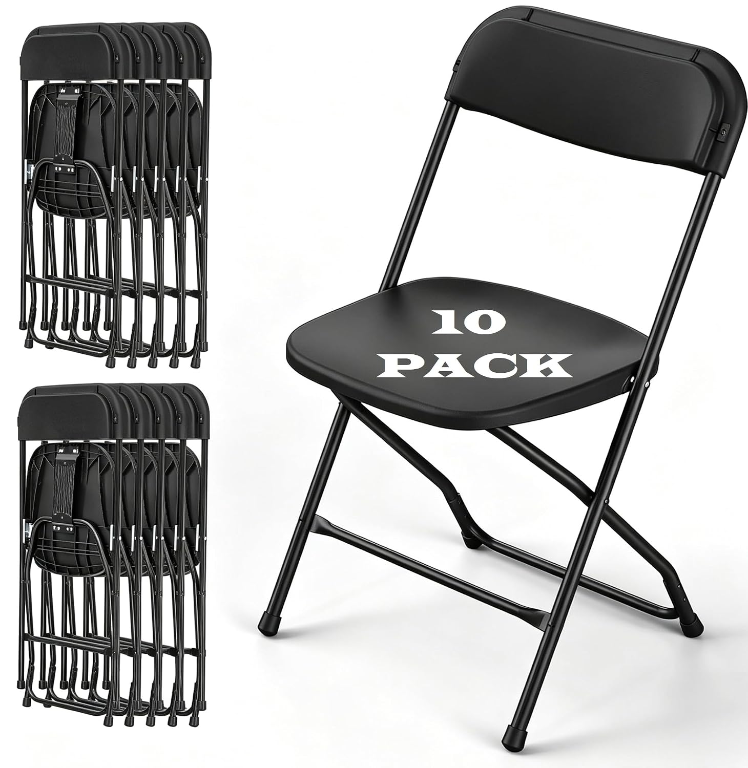 Outdoor Furniture Metal Chairs - Zwarte opvouwbare stoel met metalen frame,